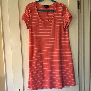 Striped Coral Dress Short Sleeve